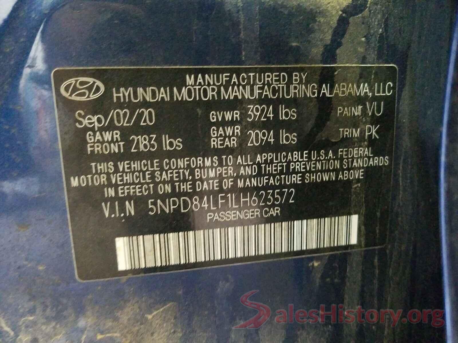 5NPD84LF1LH623572 2020 HYUNDAI ELANTRA