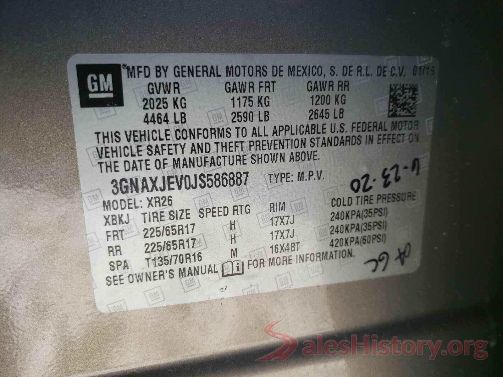 3GNAXJEV0JS586887 2018 CHEVROLET EQUINOX