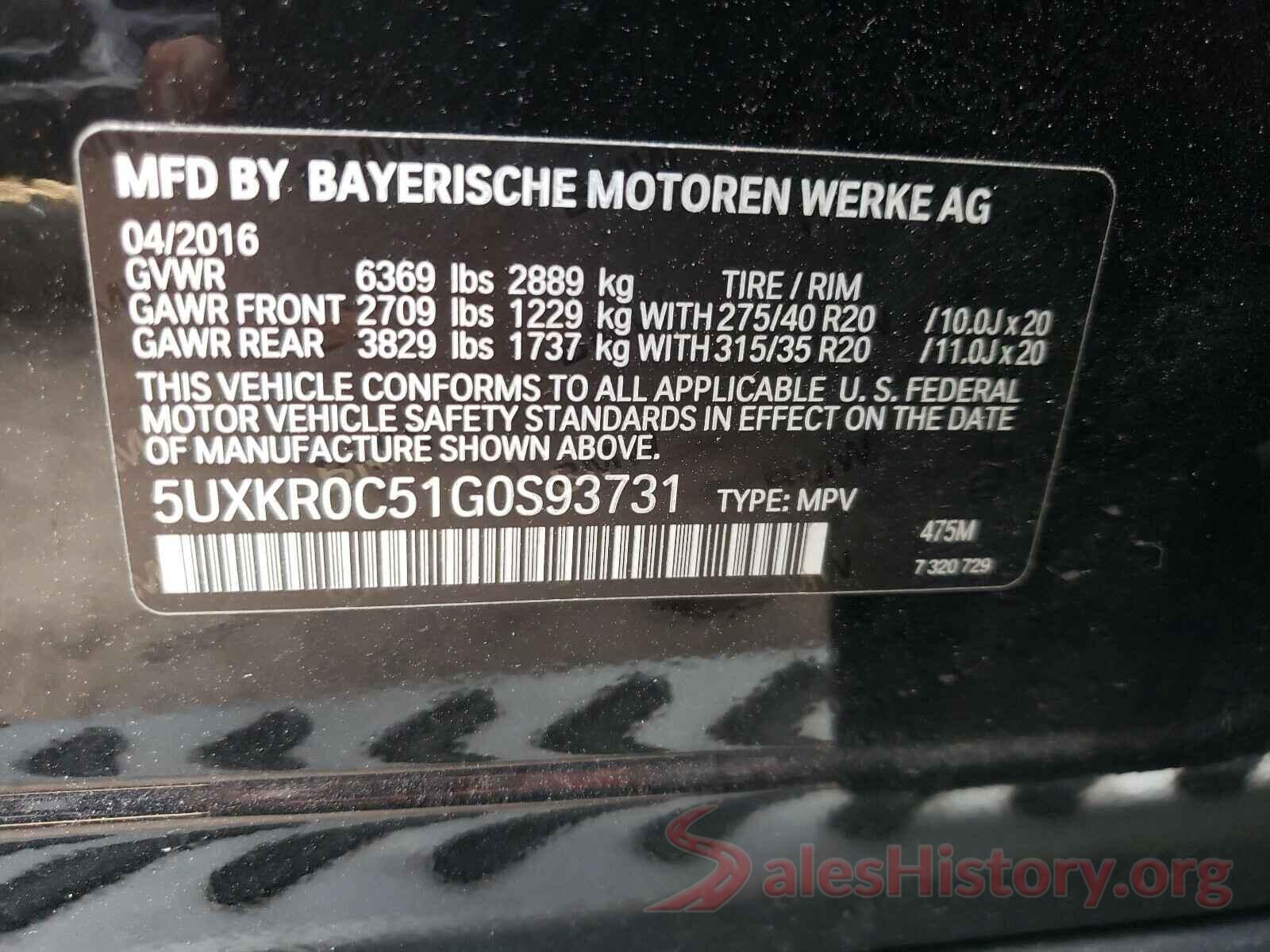 5UXKR0C51G0S93731 2016 BMW X5