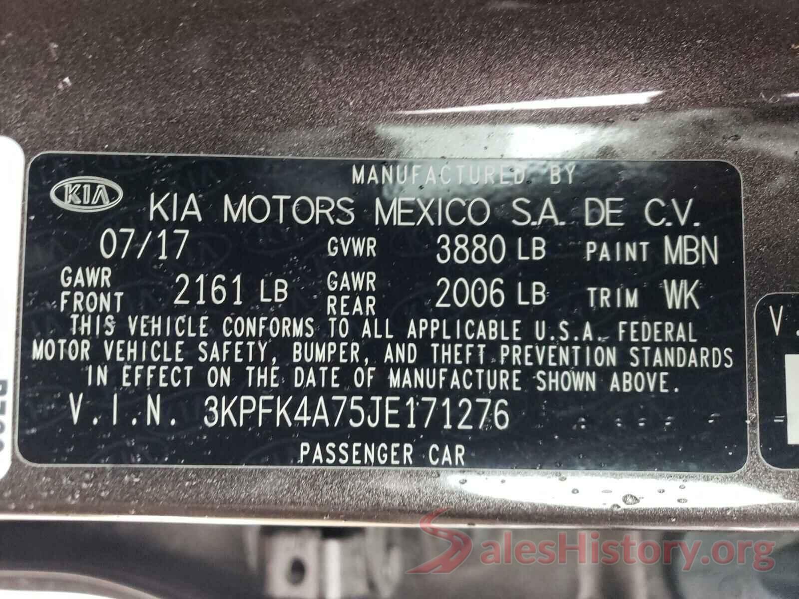 3KPFK4A75JE171276 2018 KIA FORTE