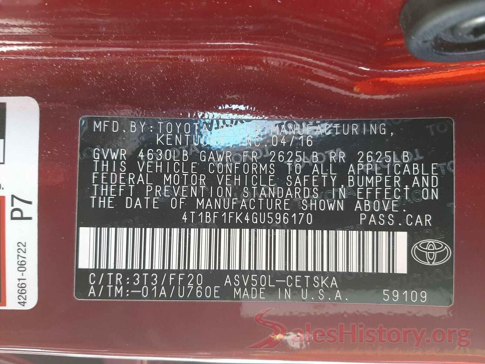 4T1BF1FK4GU596170 2016 TOYOTA CAMRY