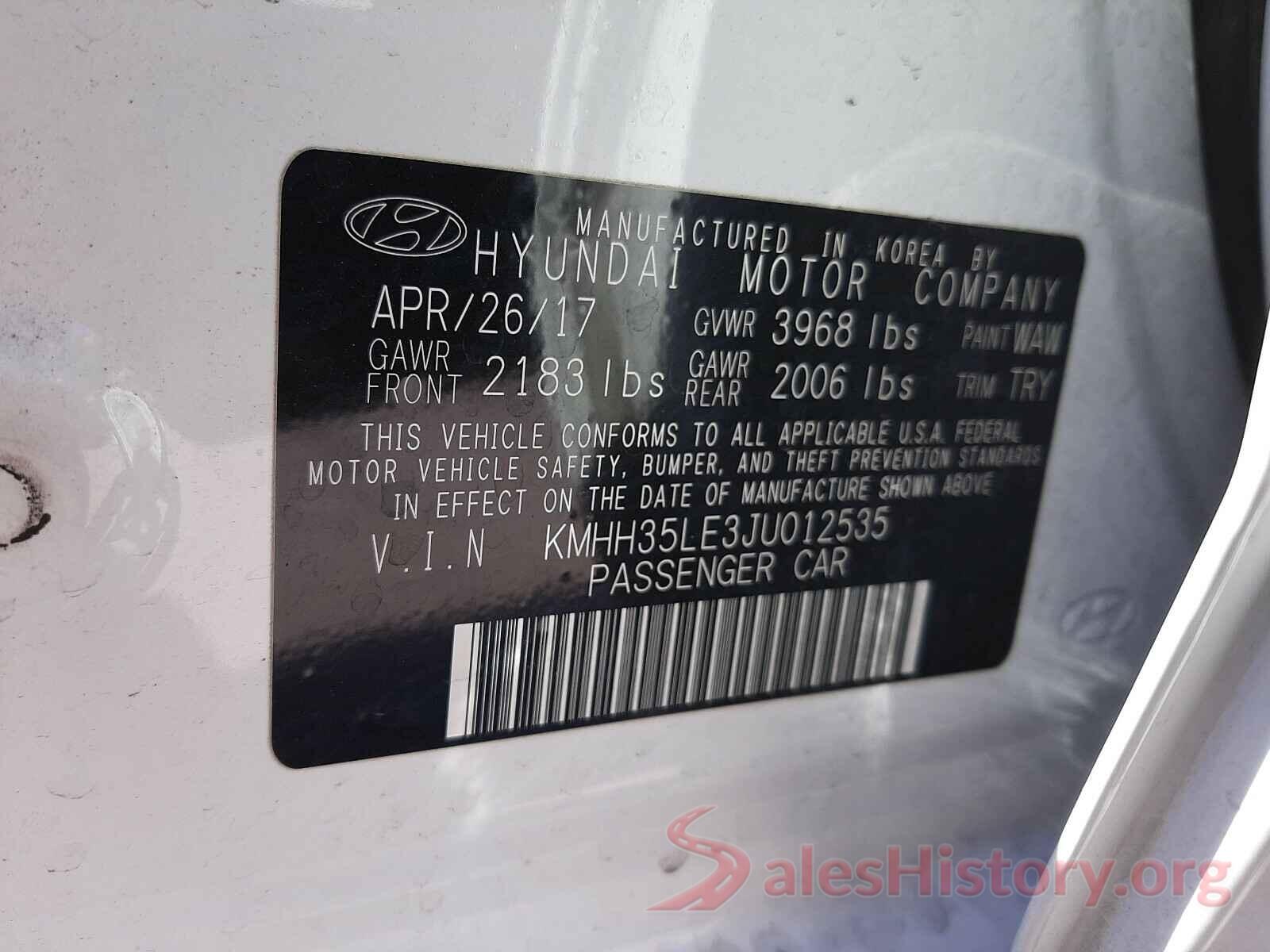 KMHH35LE3JU012535 2018 HYUNDAI ELANTRA