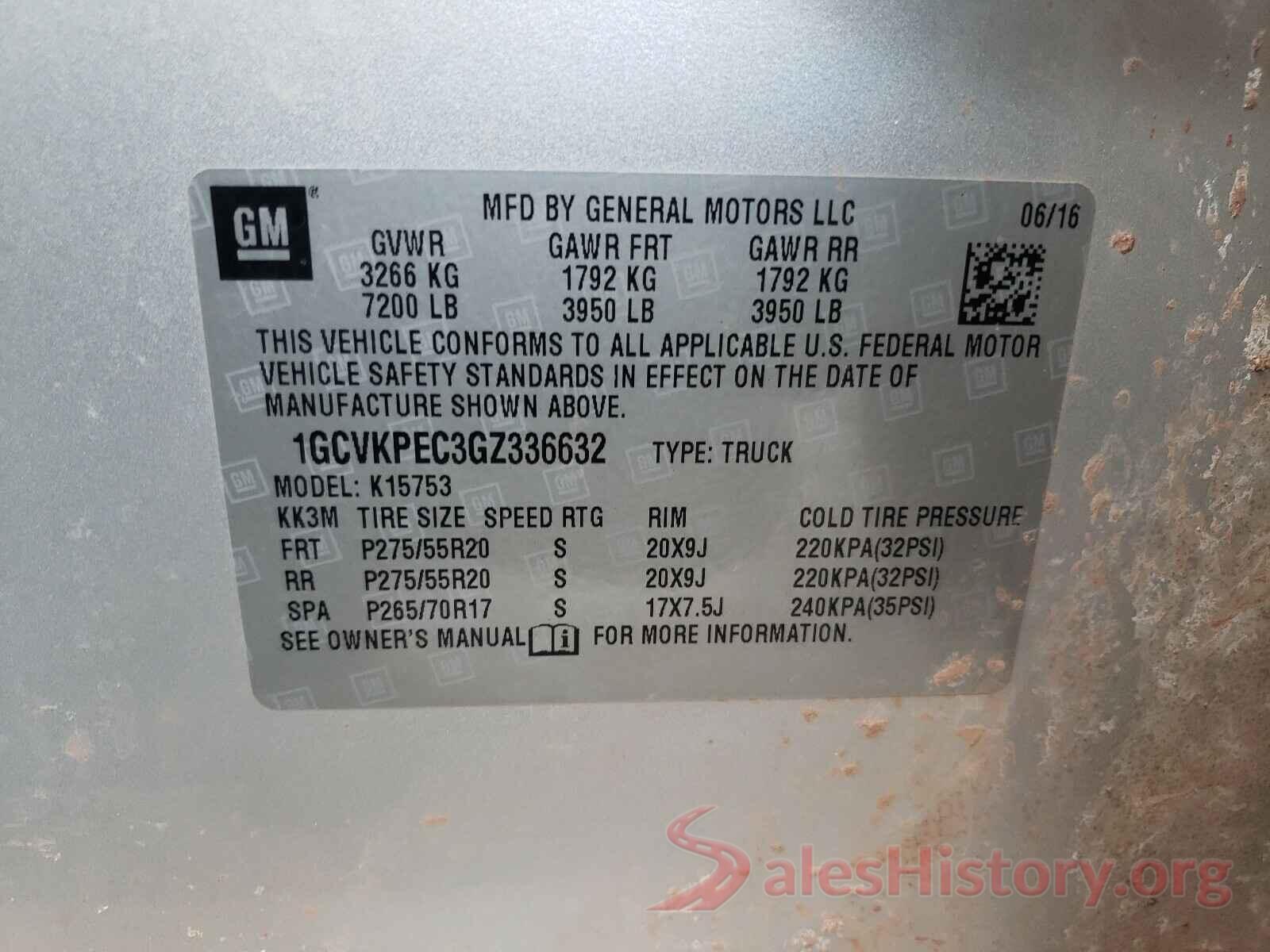 1GCVKPEC3GZ336632 2016 CHEVROLET SILVERADO