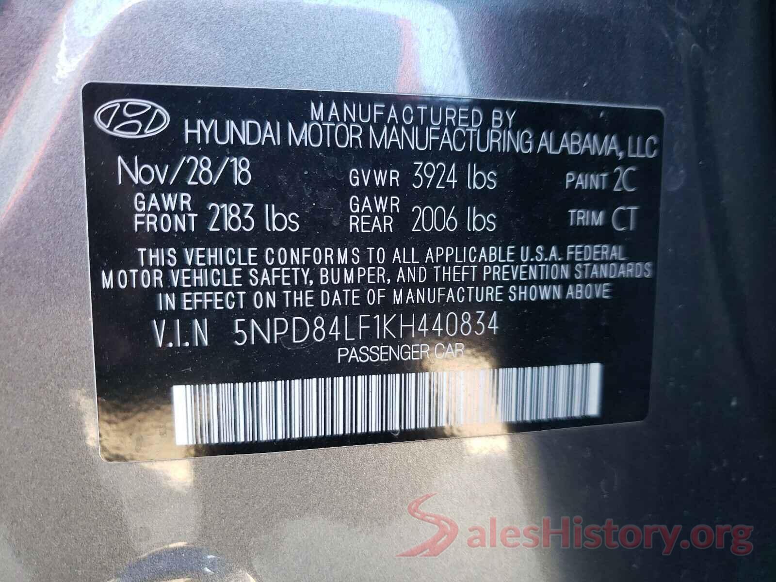 5NPD84LF1KH440834 2019 HYUNDAI ELANTRA