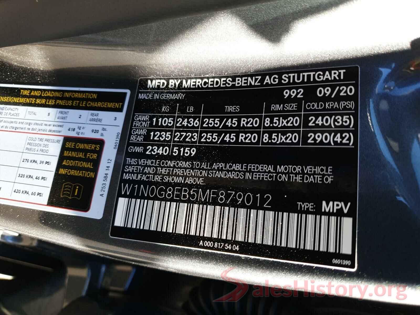 W1N0G8EB5MF879012 2021 MERCEDES-BENZ G CLASS