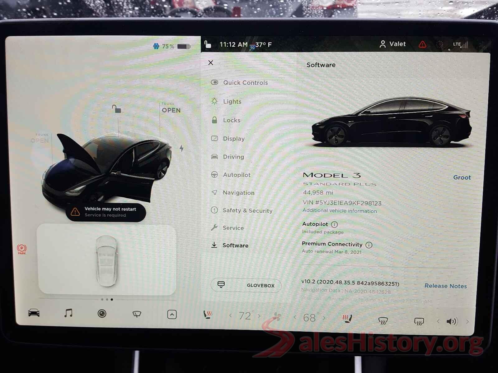 5YJ3E1EA9KF298123 2019 TESLA MODEL 3