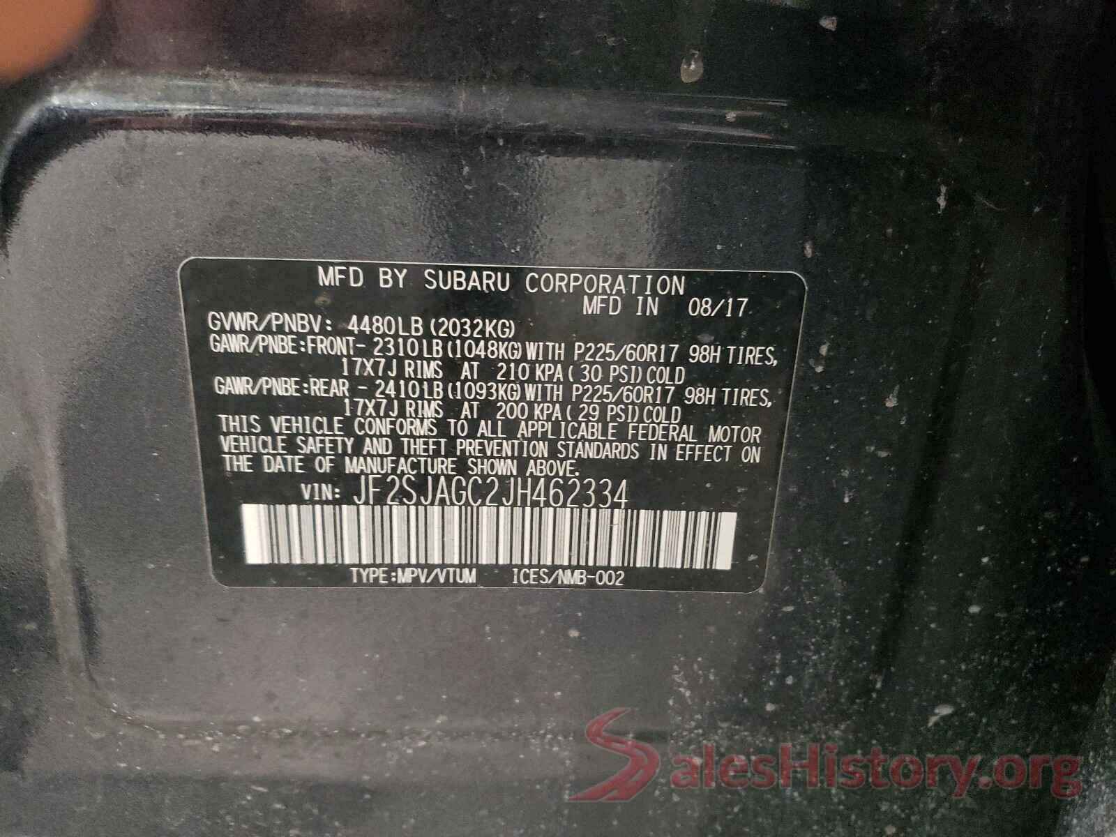 JF2SJAGC2JH462334 2018 SUBARU FORESTER