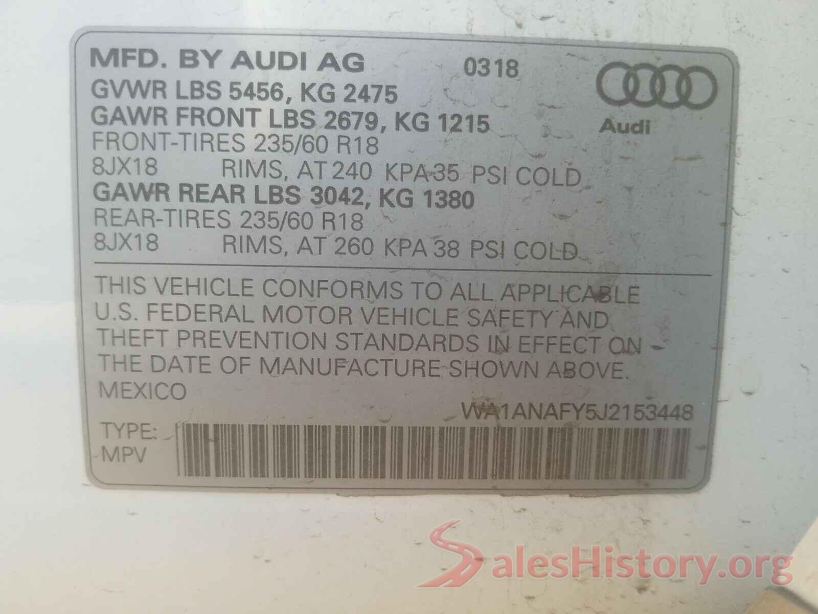 WA1ANAFY5J2153448 2018 AUDI Q5