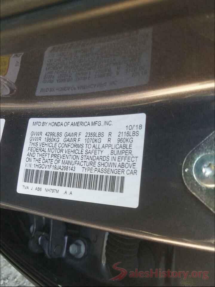 1HGCV1F19JA268143 2018 HONDA ACCORD