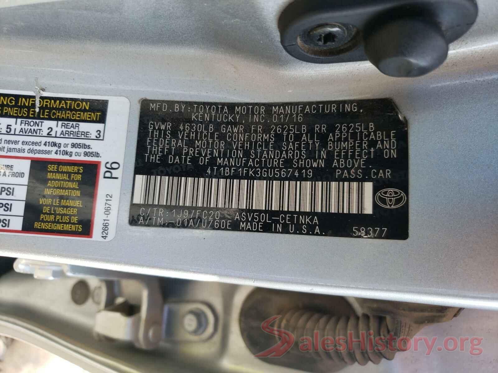 4T1BF1FK3GU567419 2016 TOYOTA CAMRY