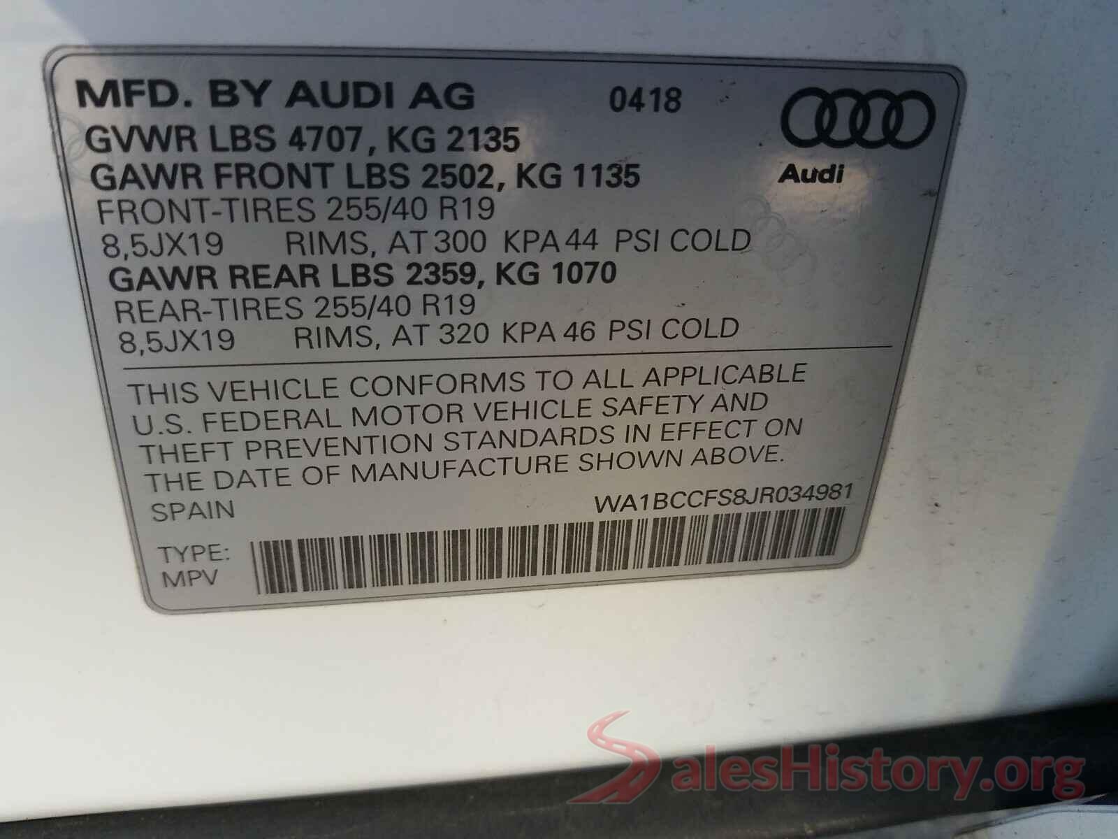 WA1BCCFS8JR034981 2018 AUDI Q3