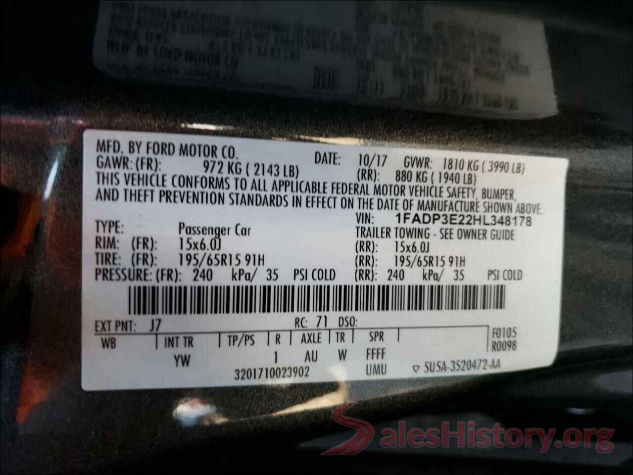 1FADP3E22HL348178 2017 FORD FOCUS