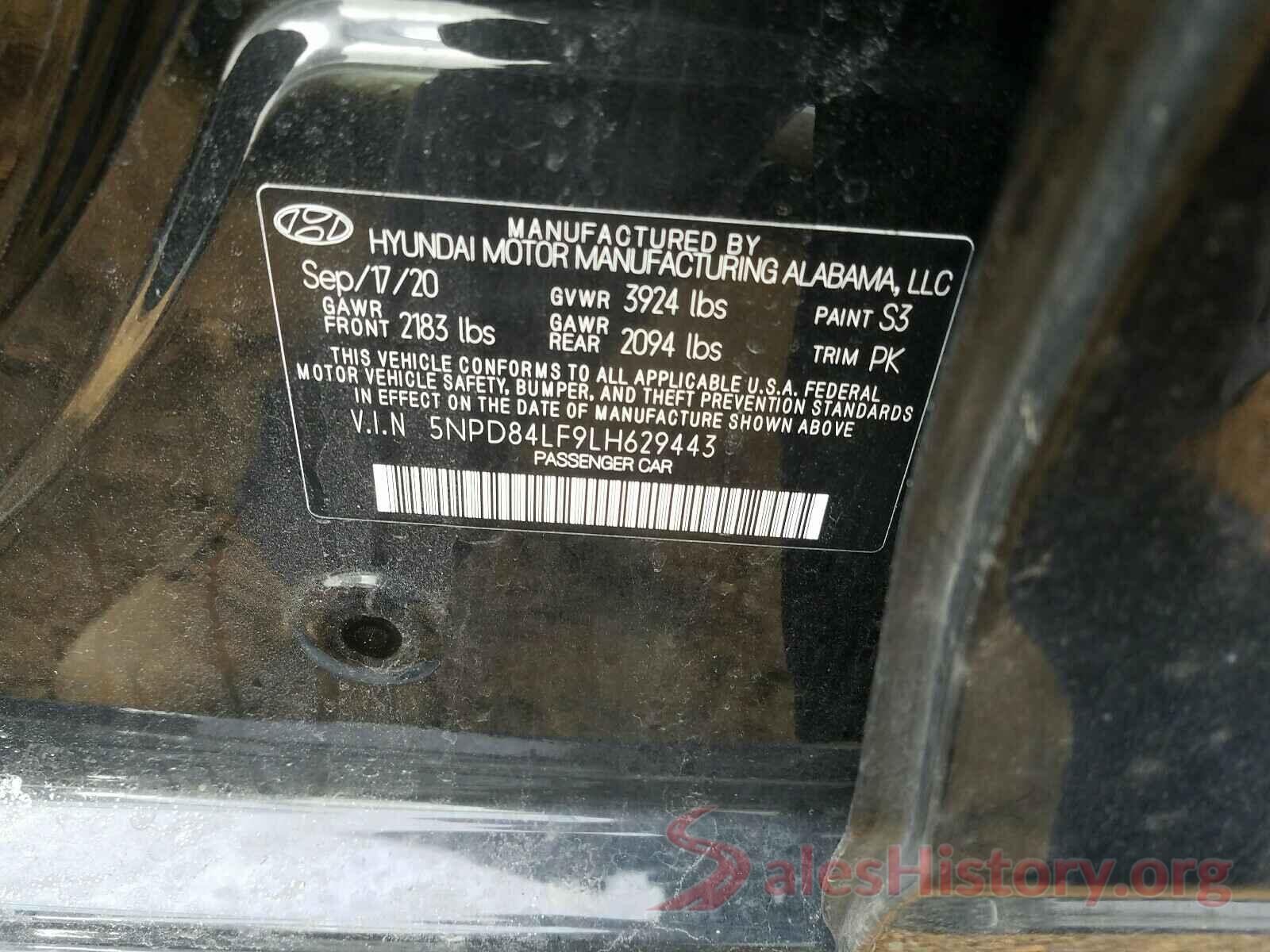 5NPD84LF9LH629443 2020 HYUNDAI ELANTRA