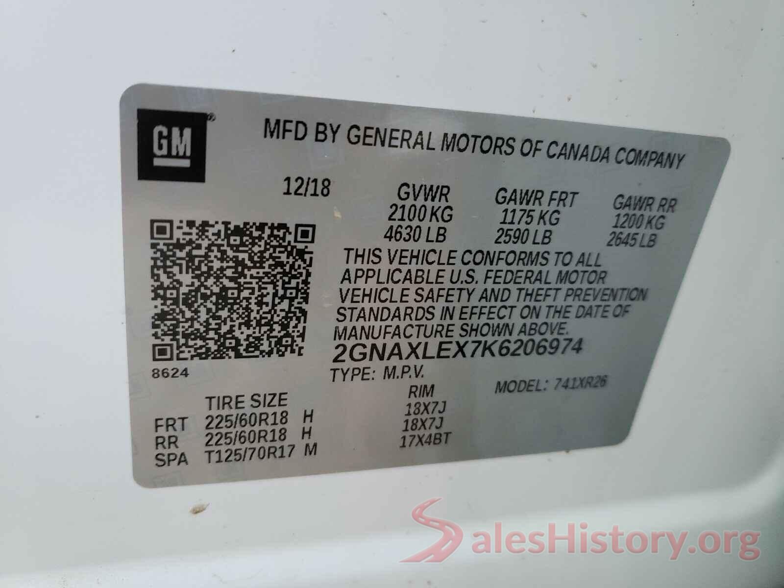 2GNAXLEX7K6206974 2019 CHEVROLET EQUINOX