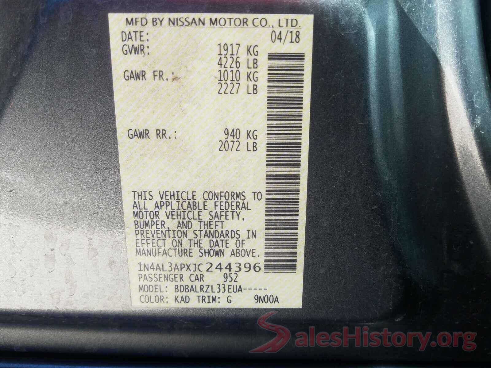 1N4AL3APXJC244396 2018 NISSAN ALTIMA