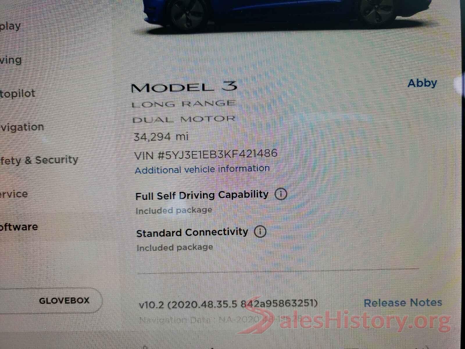 5YJ3E1EB3KF421486 2019 TESLA MODEL 3