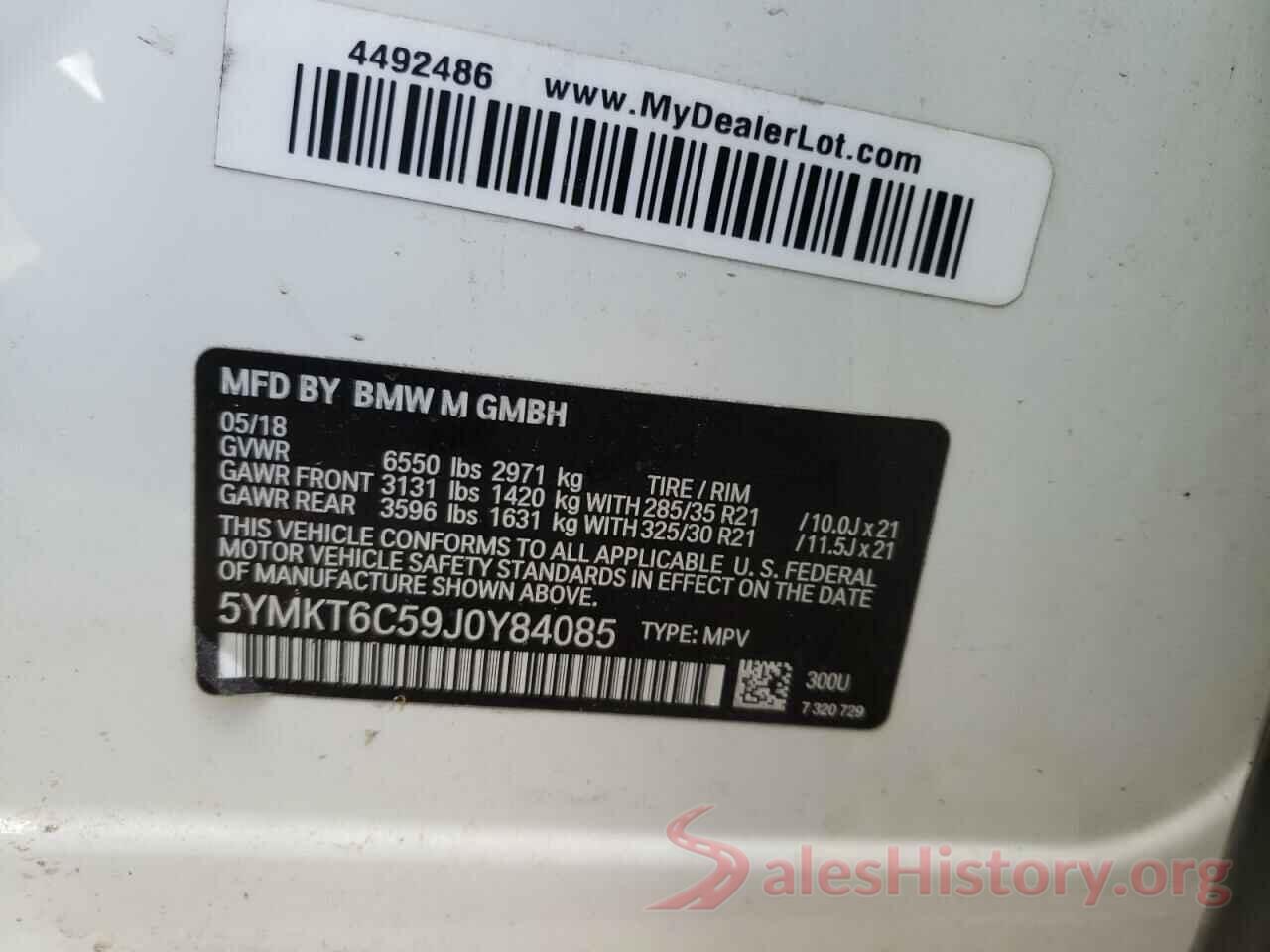 5YMKT6C59J0Y84085 2018 BMW X5