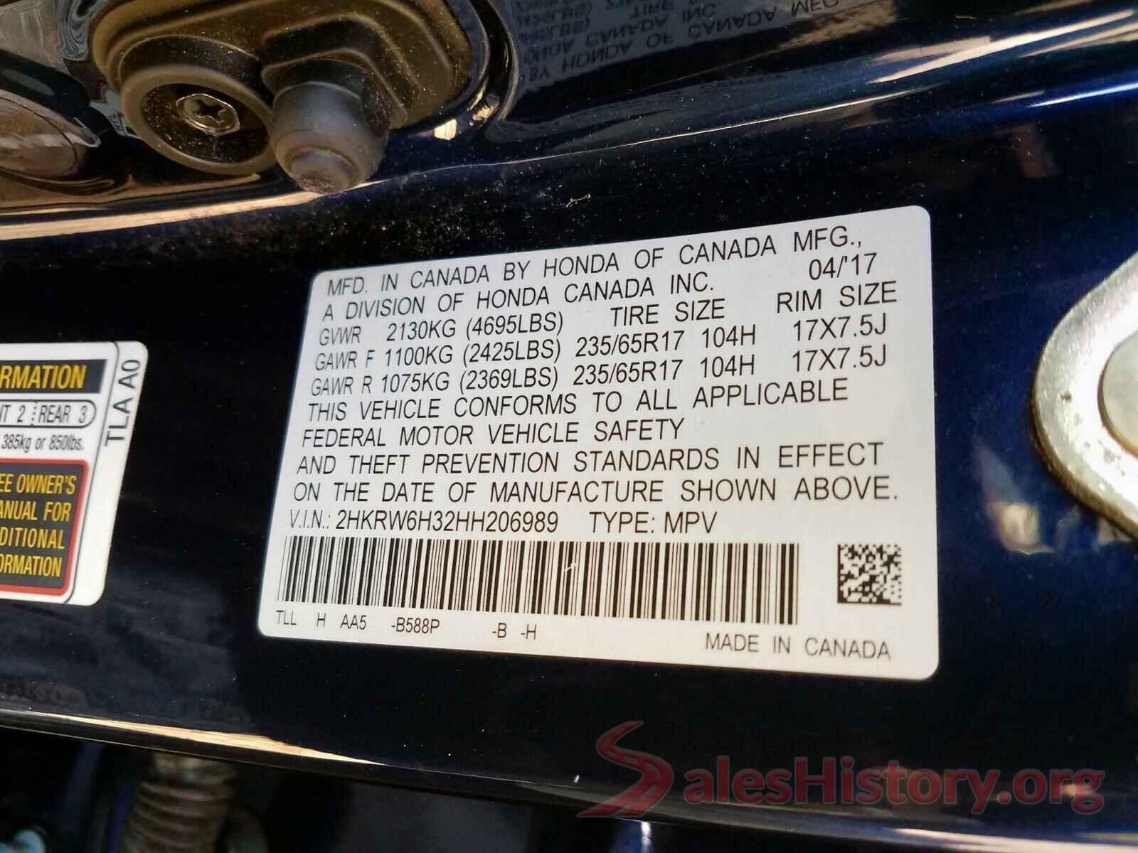 2HKRW6H32HH206989 2017 HONDA CRV