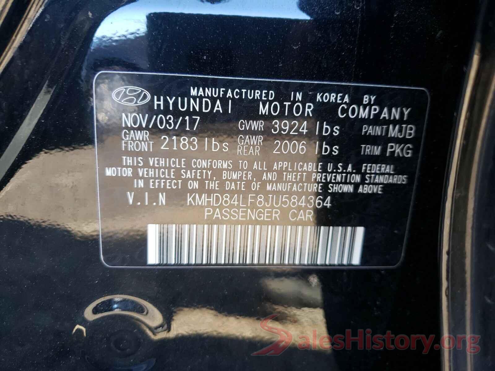 KMHD84LF8JU584364 2018 HYUNDAI ELANTRA