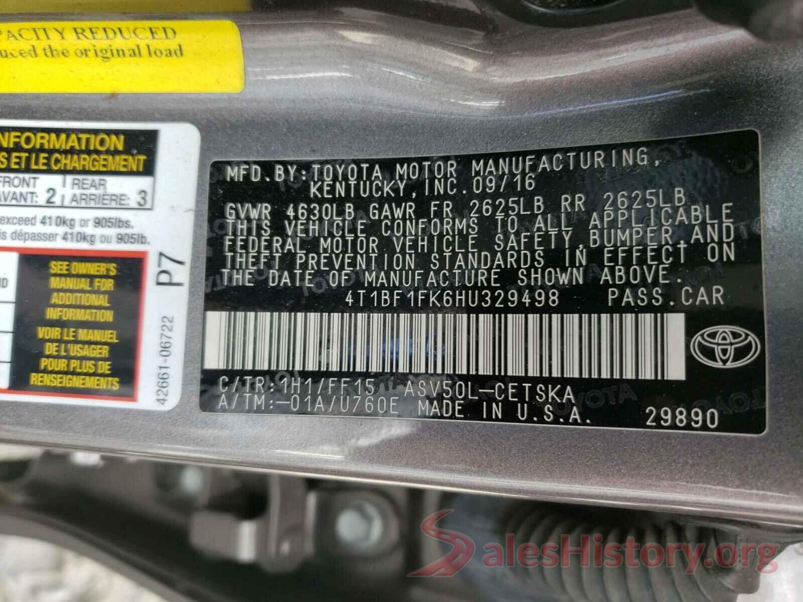 4T1BF1FK6HU329498 2017 TOYOTA CAMRY