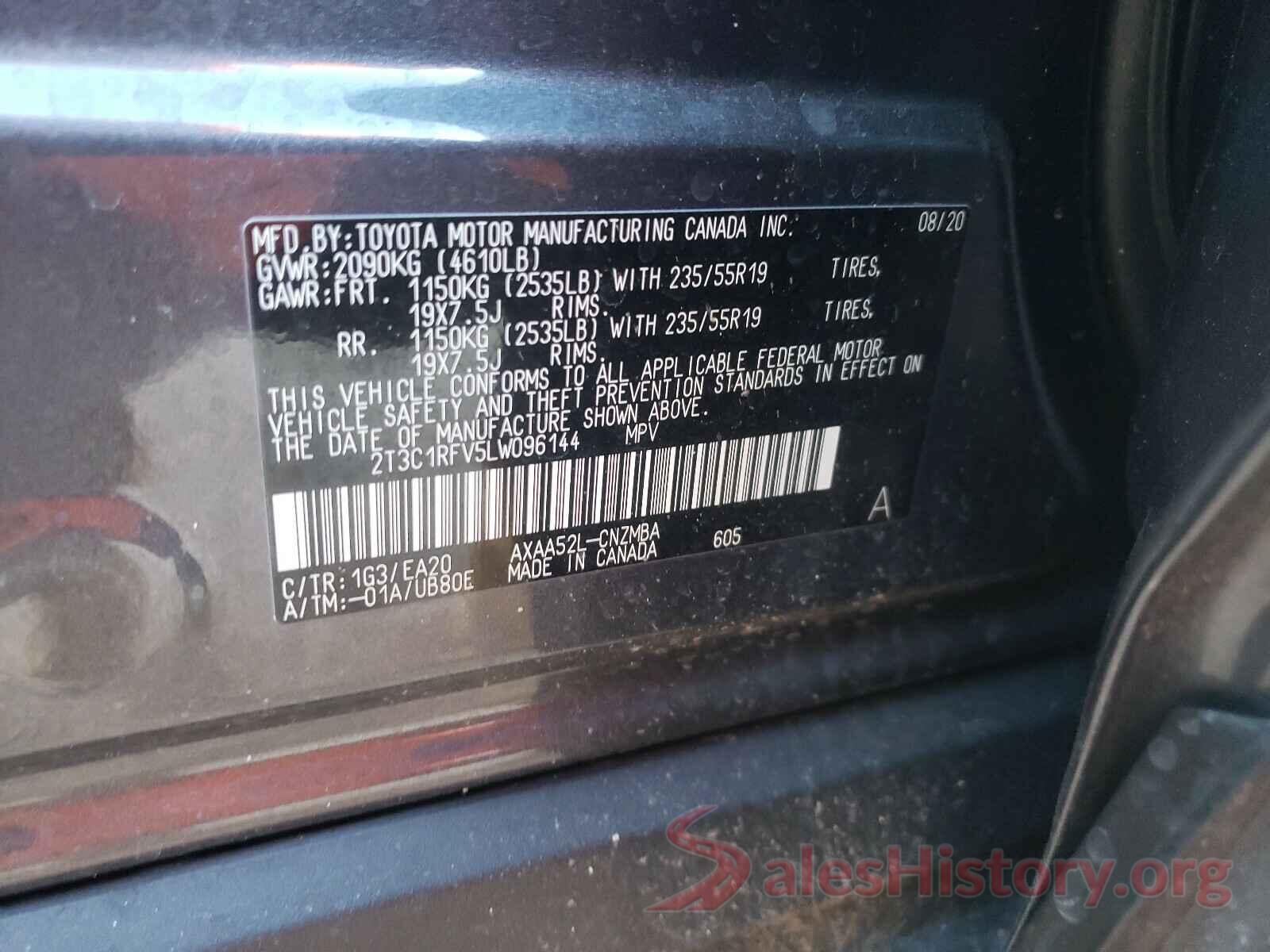 2T3C1RFV5LW096144 2020 TOYOTA RAV4