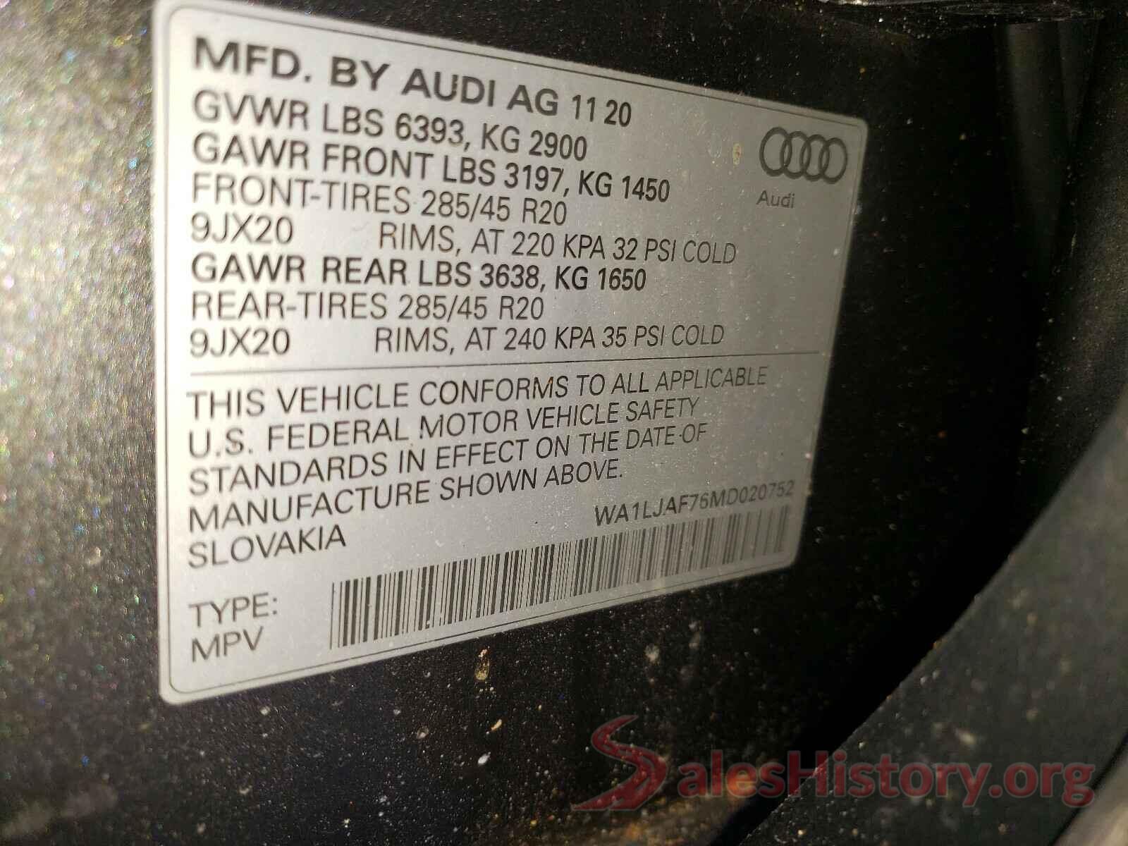 WA1LJAF76MD020752 2021 AUDI Q7