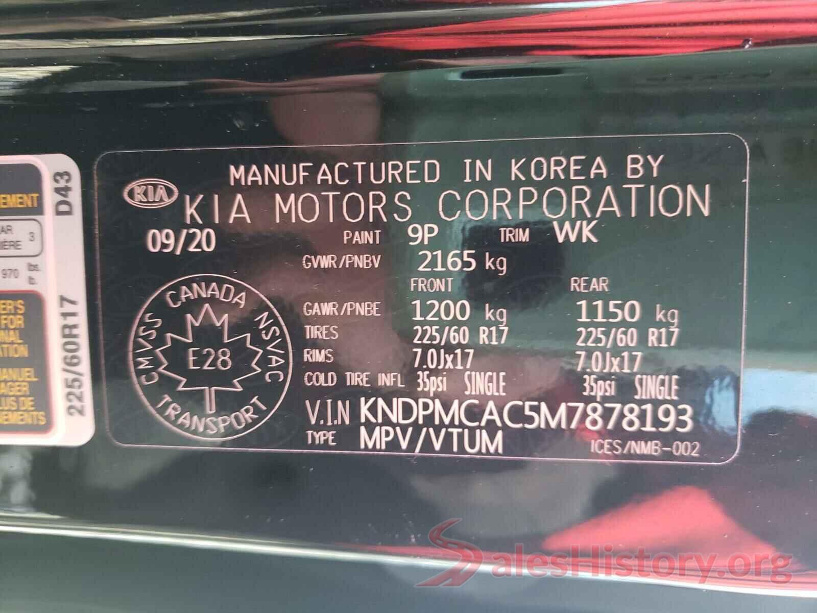 KNDPMCAC5M7878193 2021 KIA SPORTAGE