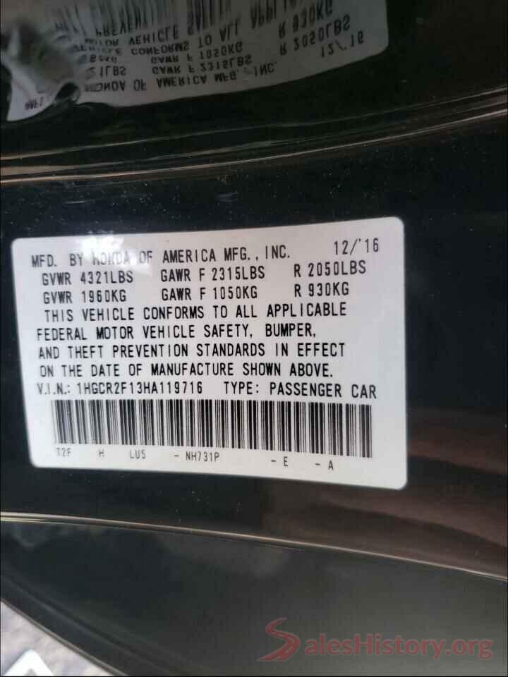 1HGCR2F13HA119716 2017 HONDA ACCORD