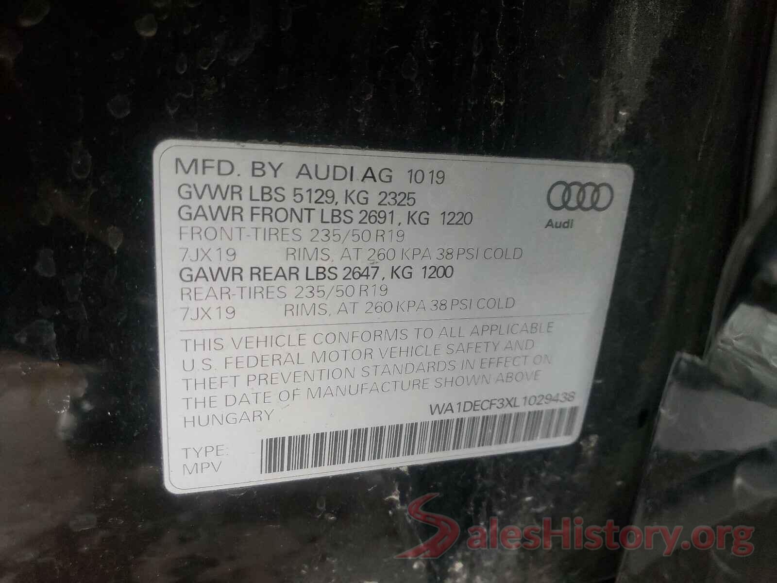 WA1DECF3XL1029438 2020 AUDI Q3