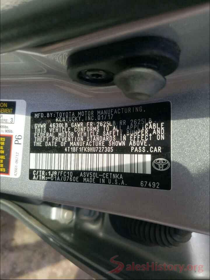 4T1BF1FK9HU727305 2017 TOYOTA CAMRY