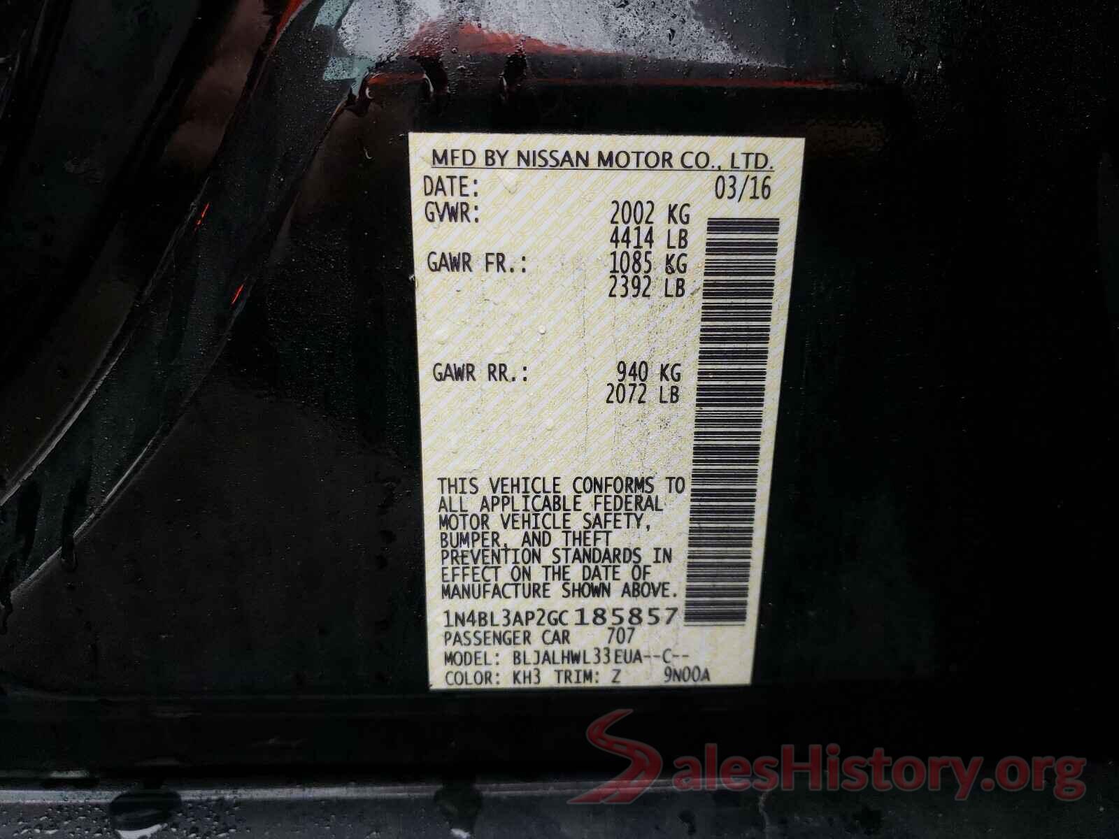 1N4BL3AP2GC185857 2016 NISSAN ALTIMA