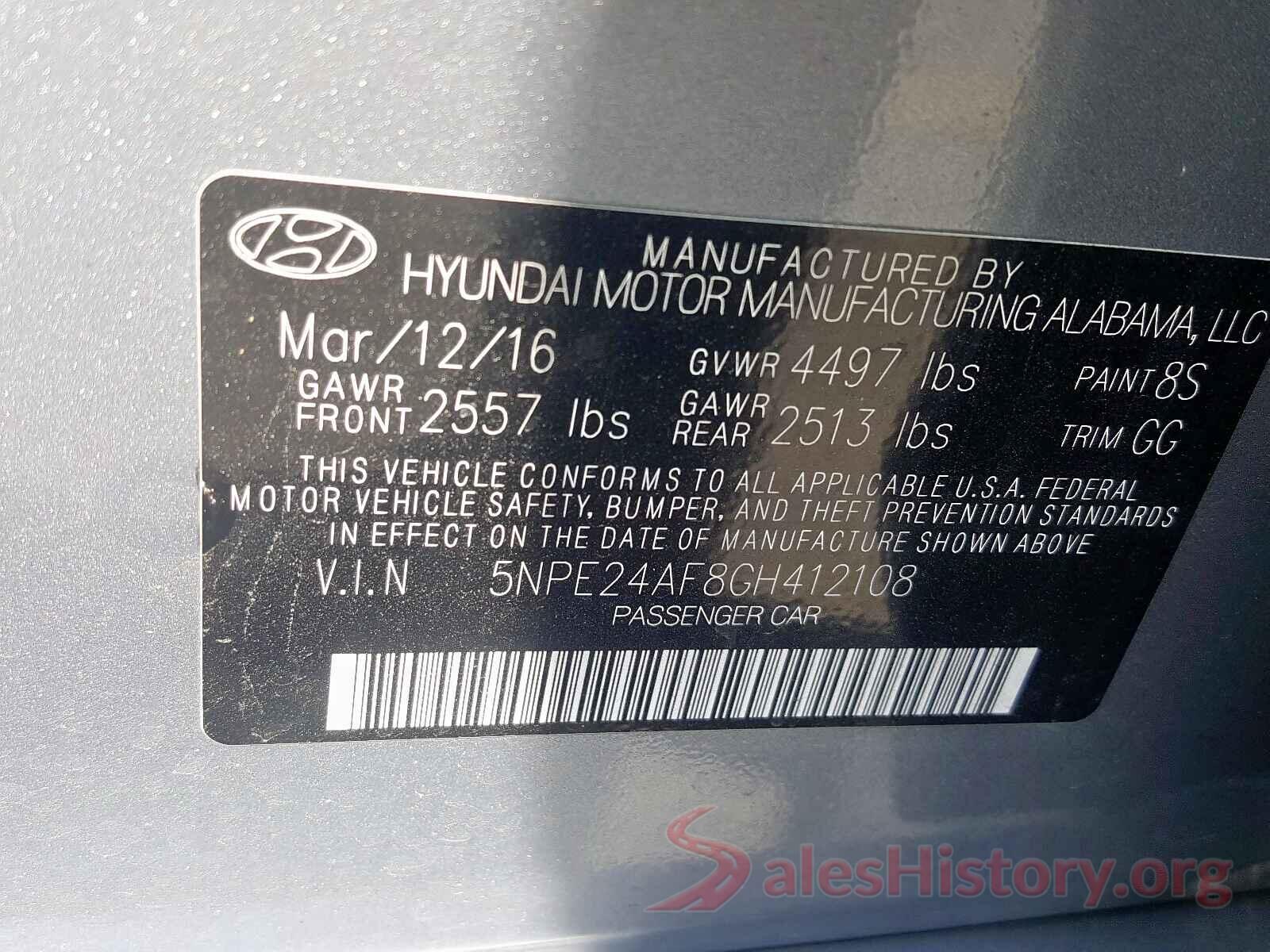 5NPE24AF8GH412108 2016 HYUNDAI SONATA