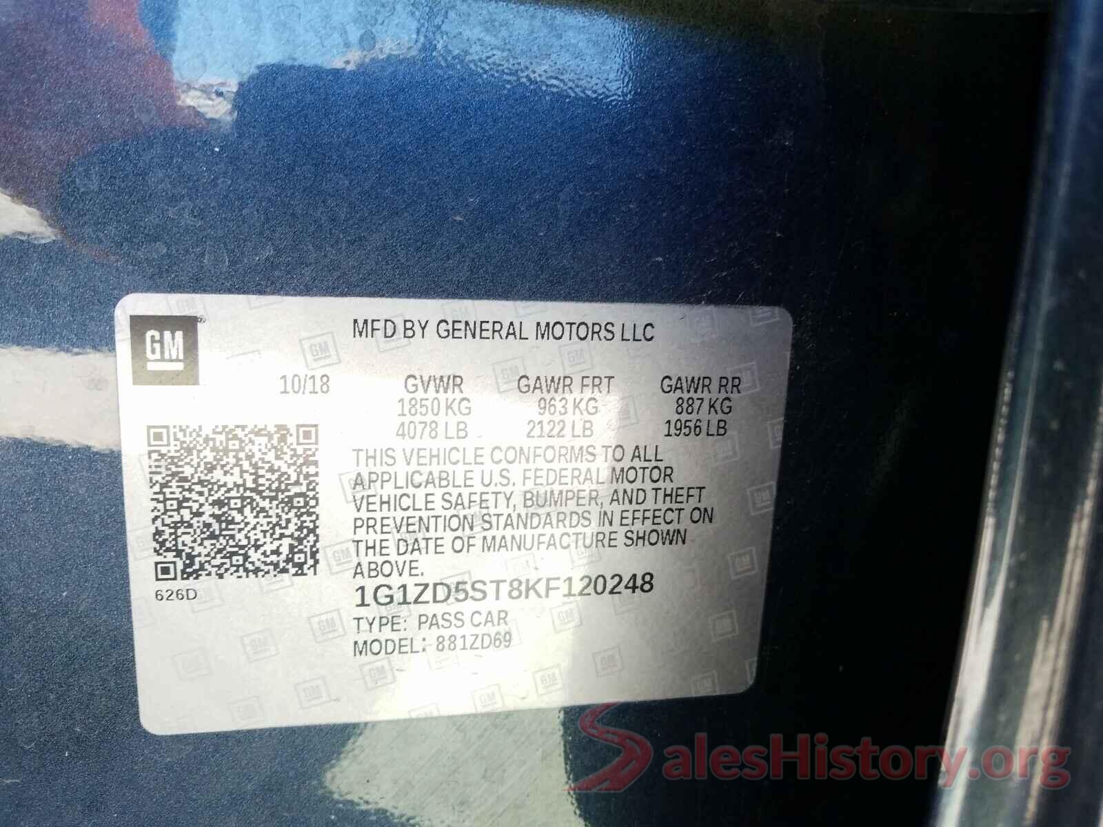 1G1ZD5ST8KF120248 2019 CHEVROLET MALIBU