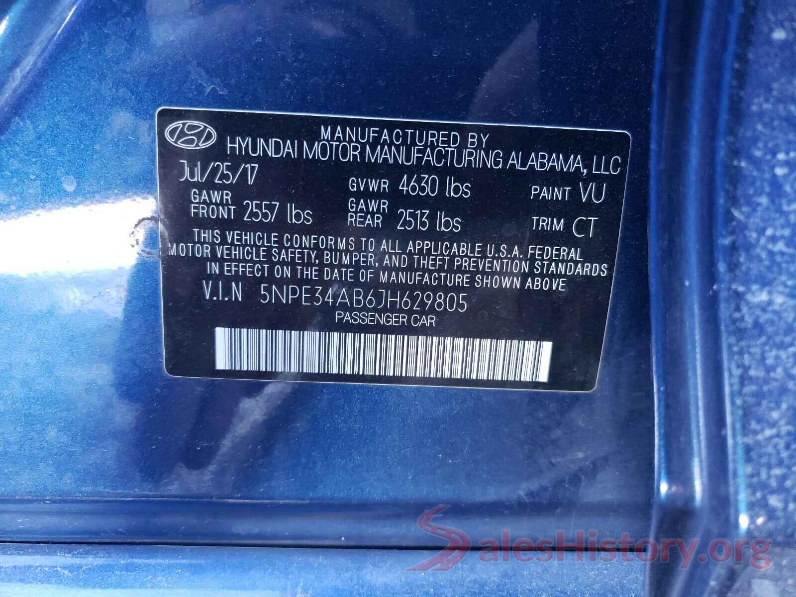 5NPE34AB6JH629805 2018 HYUNDAI SONATA