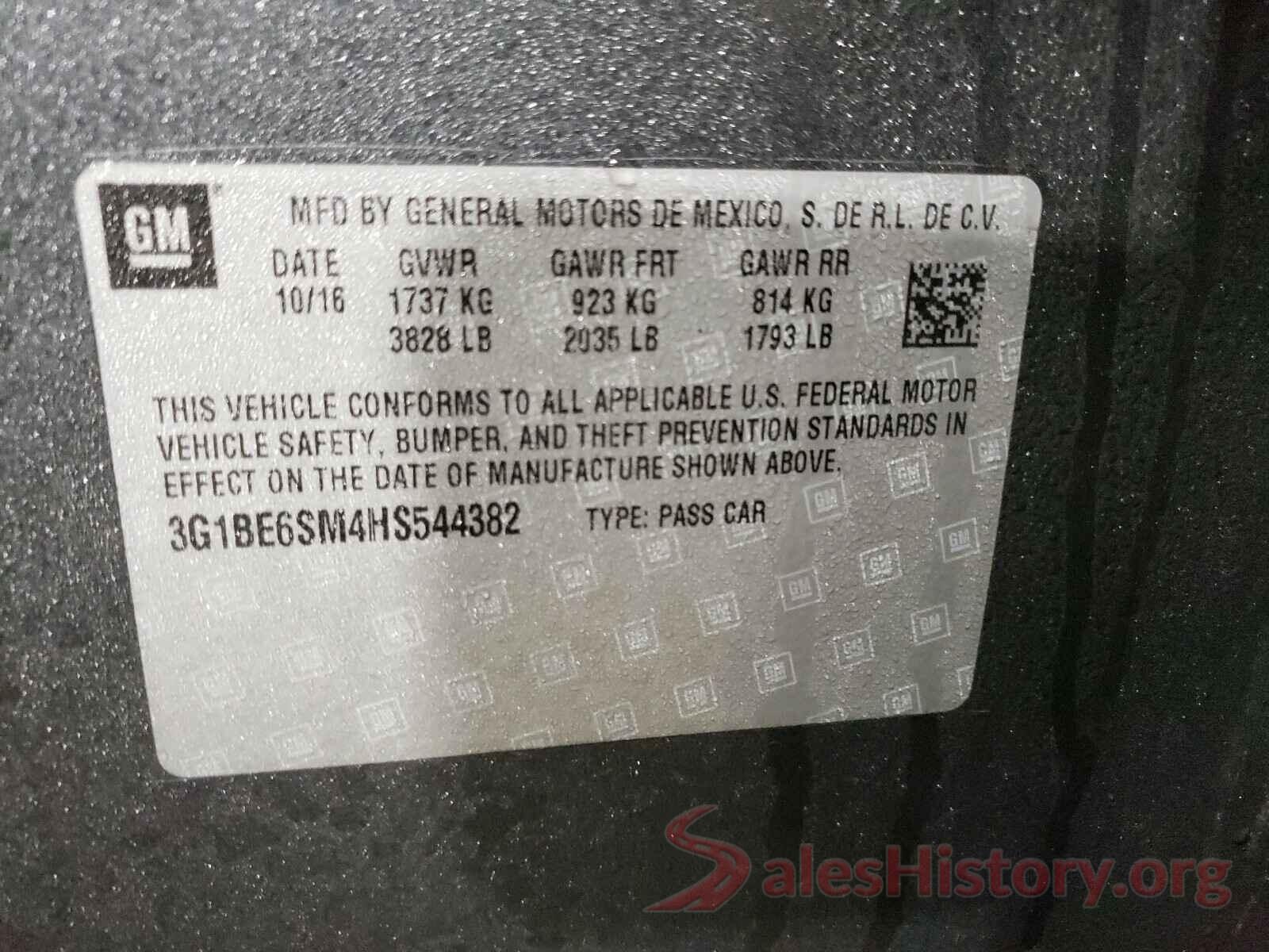 3G1BE6SM4HS544382 2017 CHEVROLET CRUZE