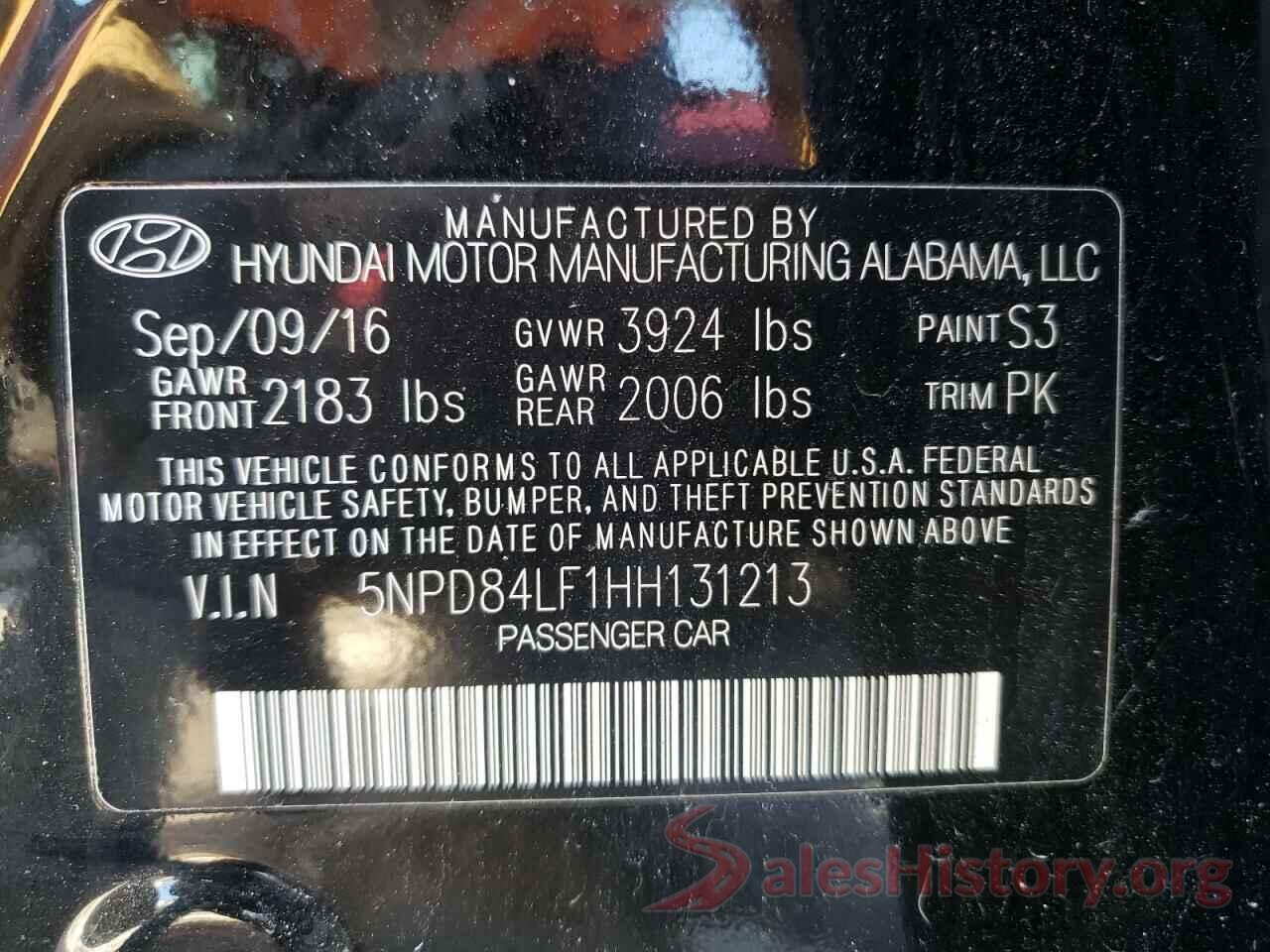 5NPD84LF1HH131213 2017 HYUNDAI ELANTRA