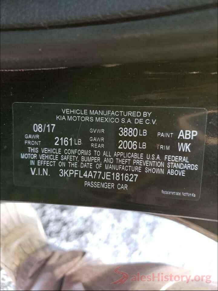 3KPFL4A77JE181627 2018 KIA FORTE