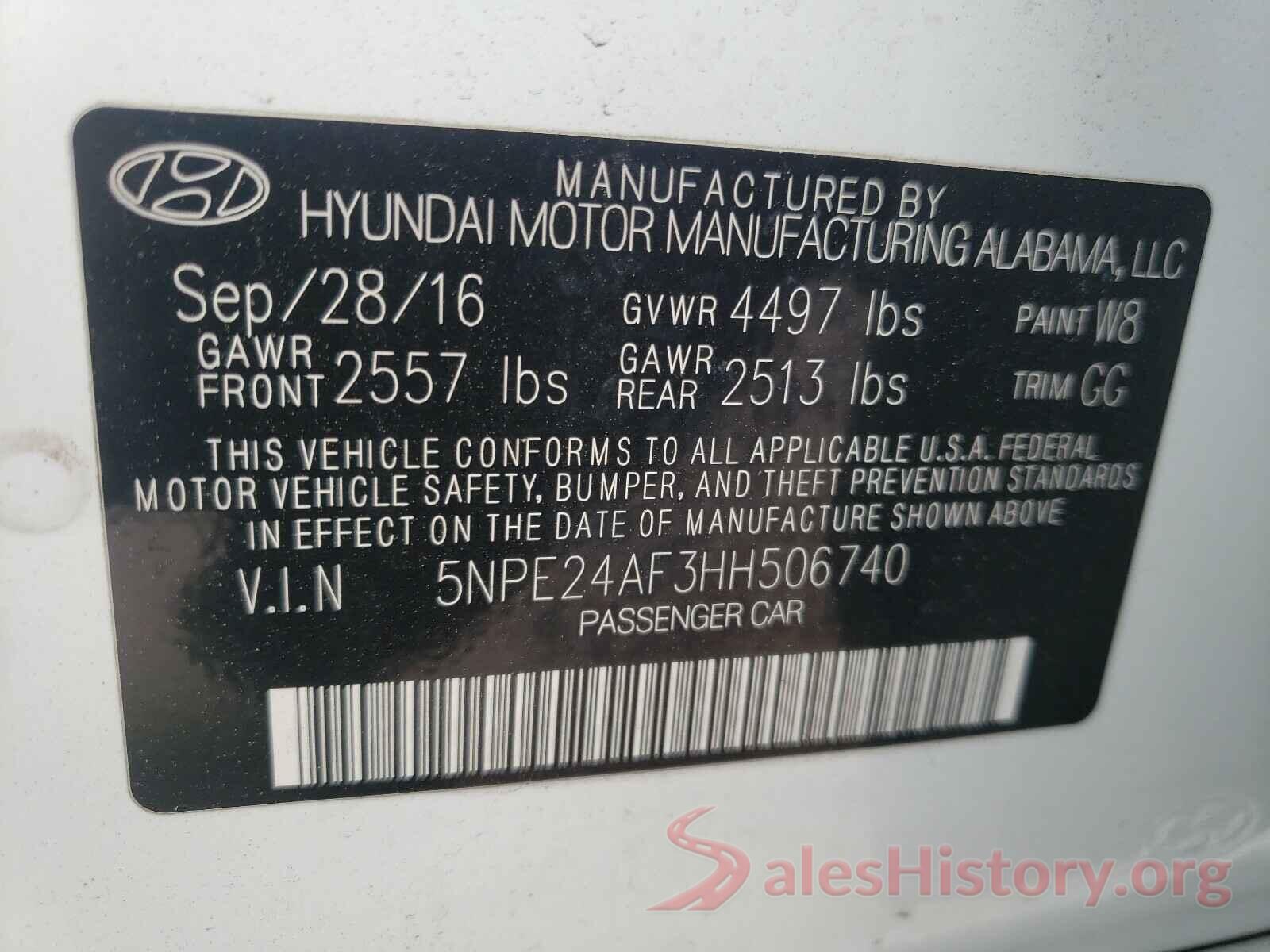 5NPE24AF3HH506740 2017 HYUNDAI SONATA