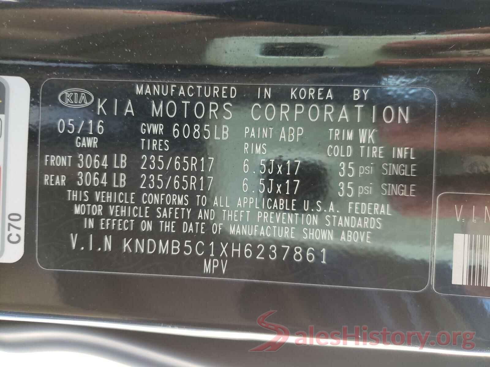 KNDMB5C1XH6237861 2017 KIA SEDONA