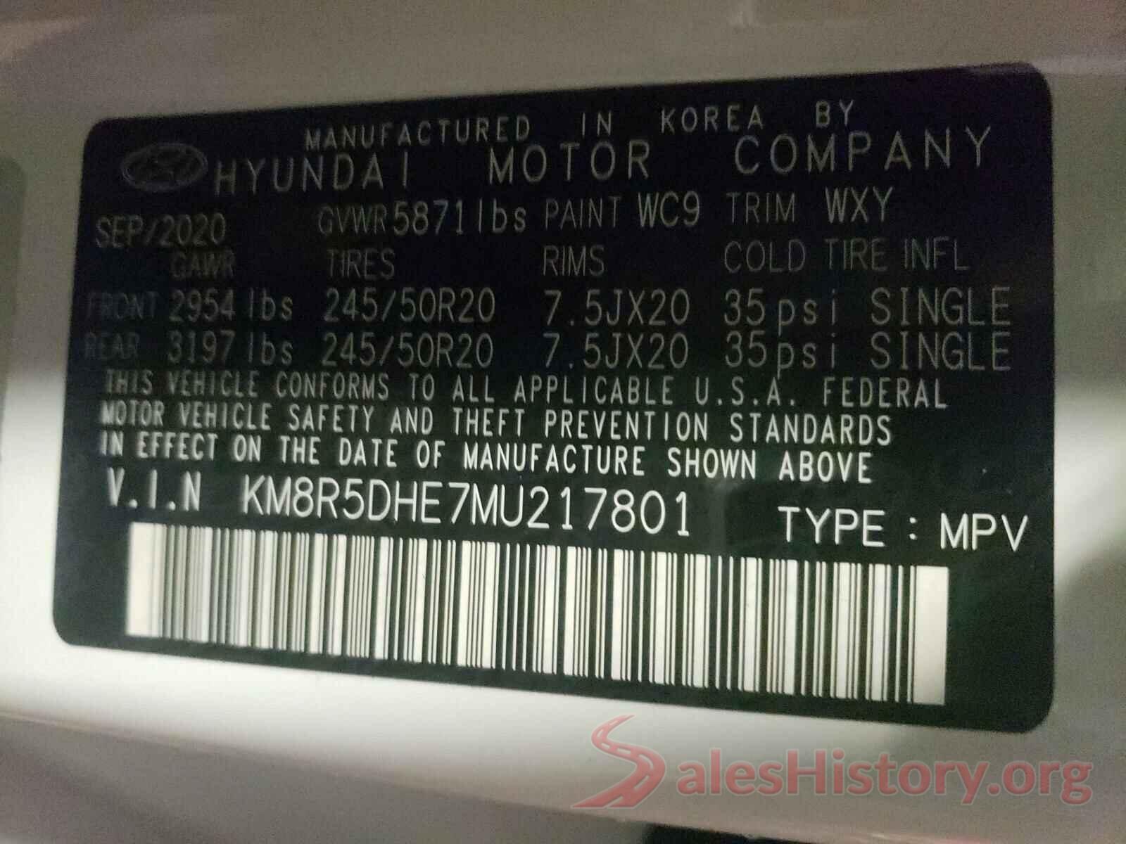 KM8R5DHE7MU217801 2021 HYUNDAI PALISADE