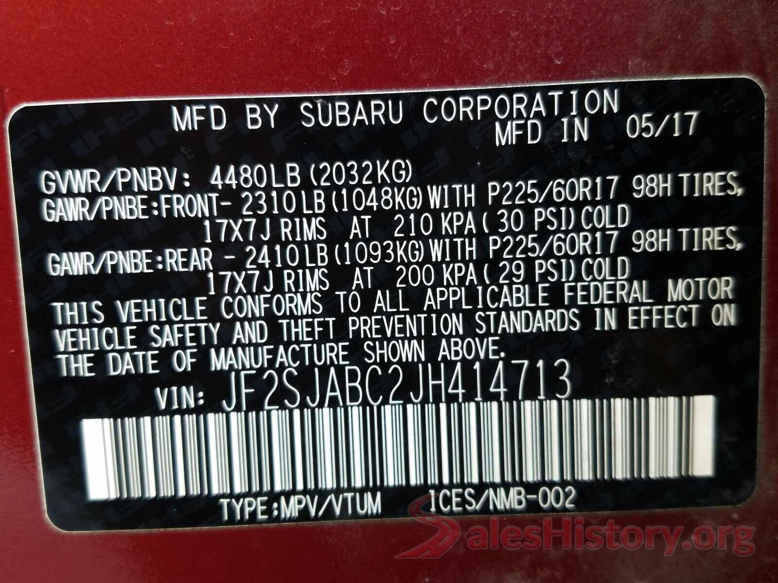 JF2SJABC2JH414713 2018 SUBARU FORESTER