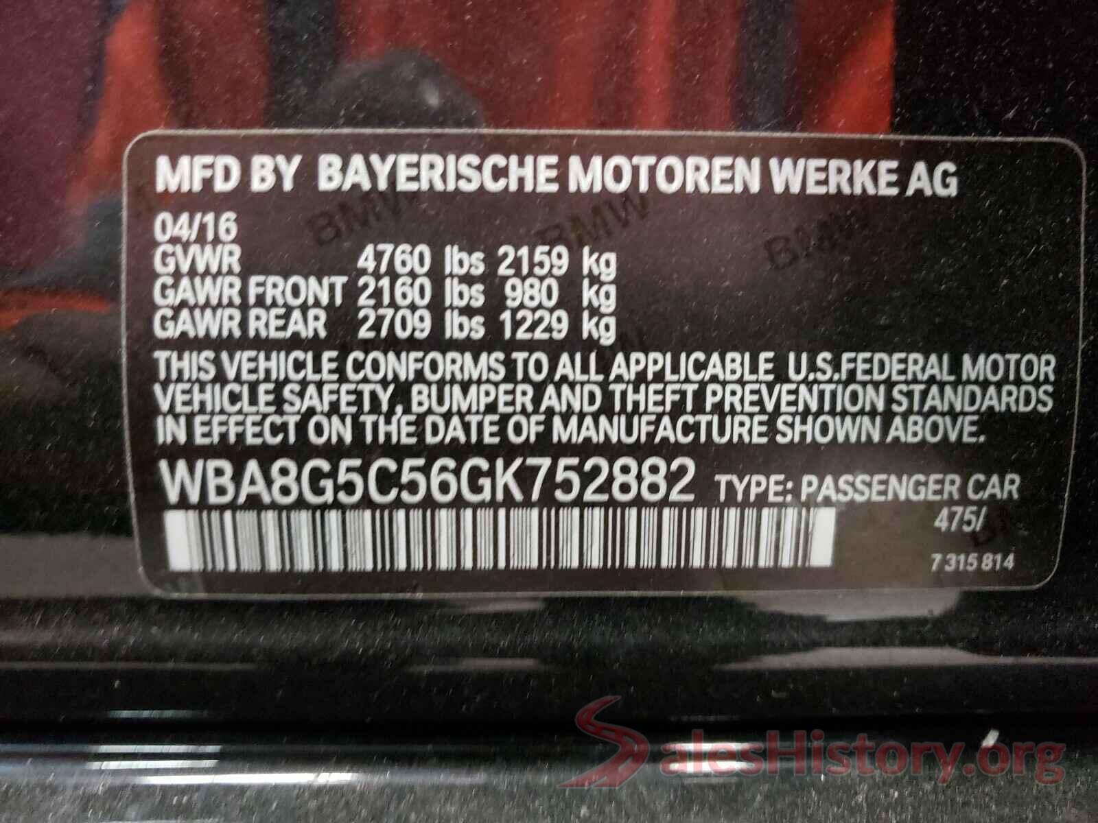 WBA8G5C56GK752882 2016 BMW 3 SERIES