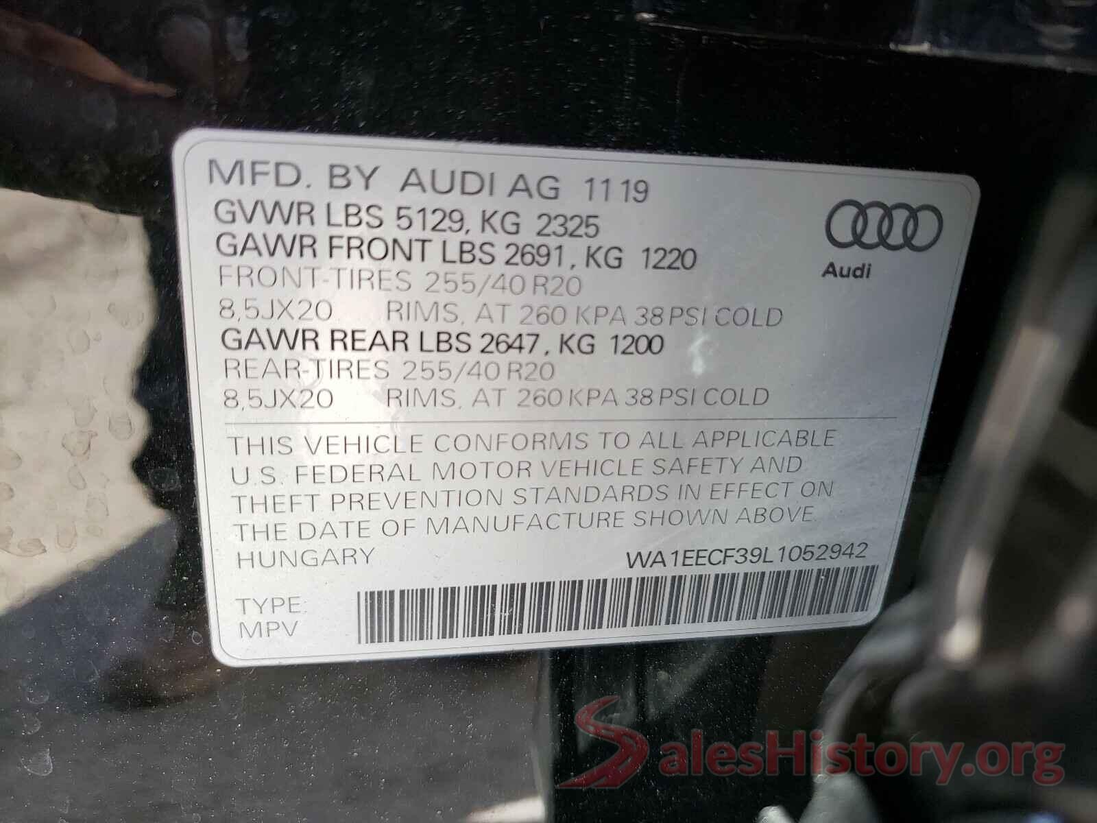 WA1EECF39L1052942 2020 AUDI Q3