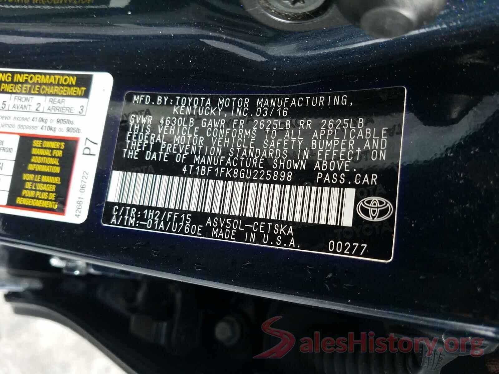 4T1BF1FK8GU225898 2016 TOYOTA CAMRY