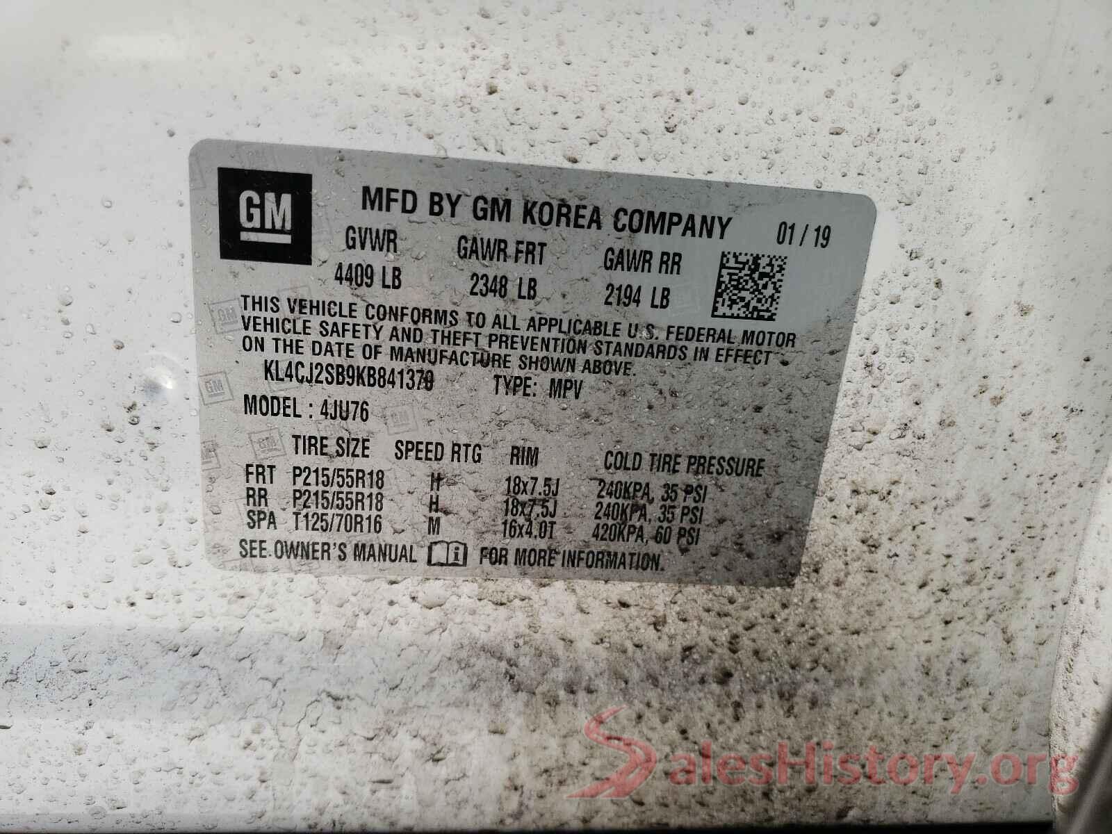 KL4CJ2SB9KB841370 2019 BUICK ENCORE