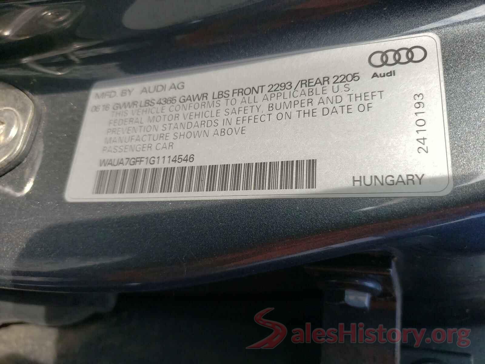 WAUA7GFF1G1114546 2016 AUDI A3