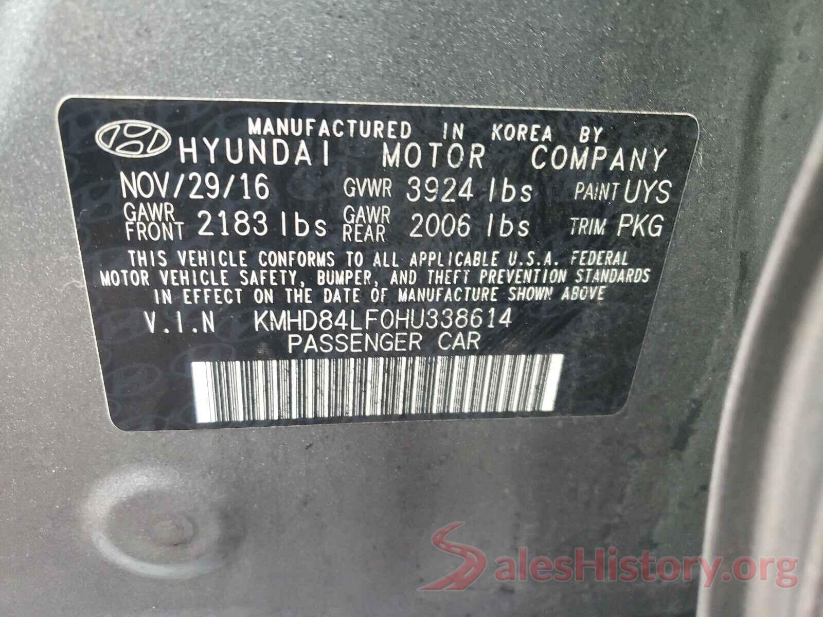 KMHD84LF0HU338614 2017 HYUNDAI ELANTRA