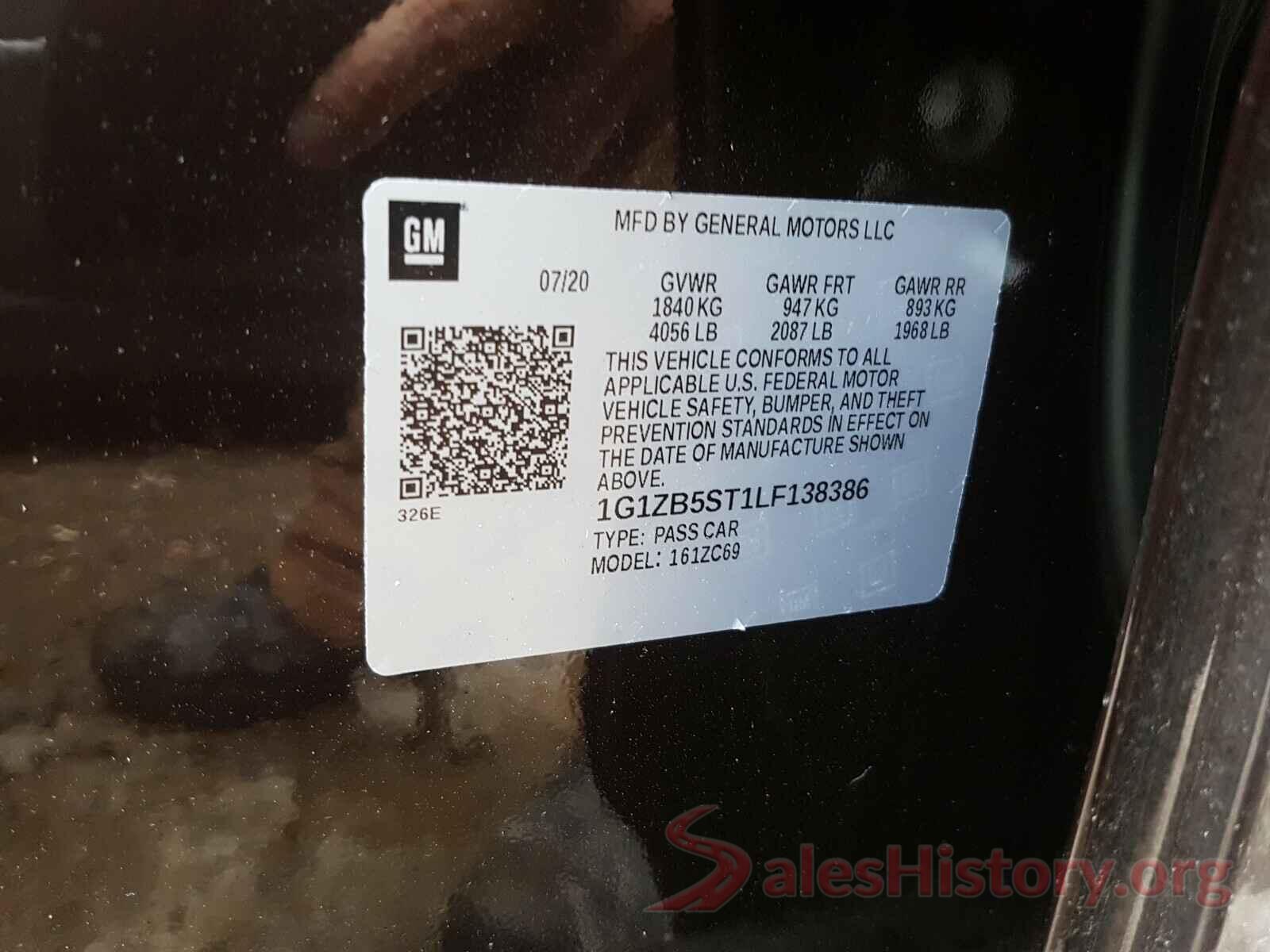 1G1ZB5ST1LF138386 2020 CHEVROLET MALIBU