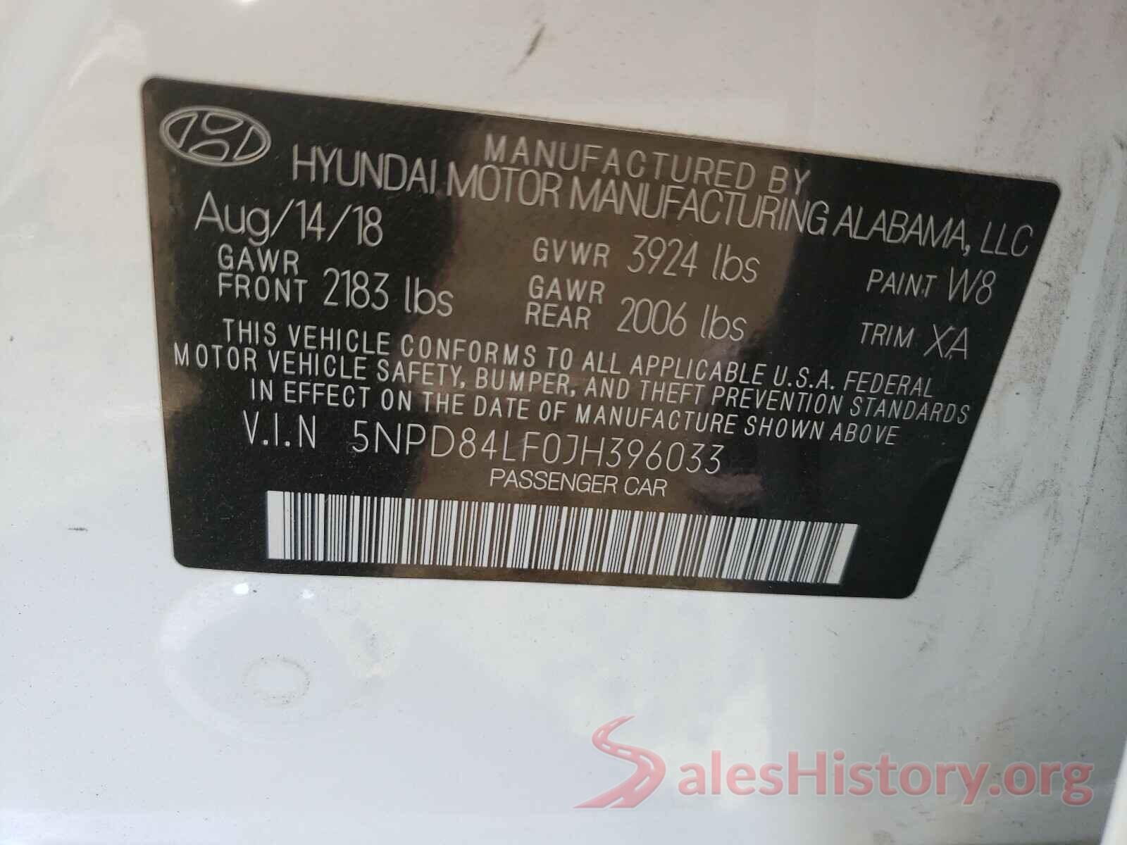 5NPD84LF0JH396033 2018 HYUNDAI ELANTRA