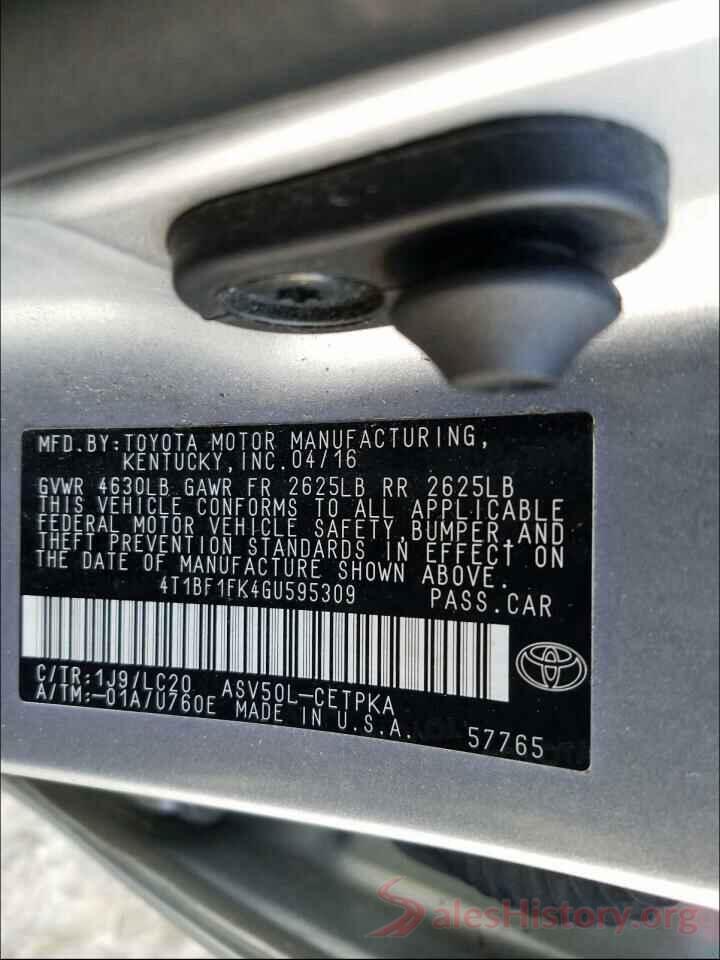 4T1BF1FK4GU595309 2016 TOYOTA CAMRY